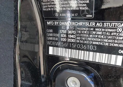 2005 Mercedes-Benz Slk 350 z USA, uszkodzony, nr VIN WDBWK56F15F036103